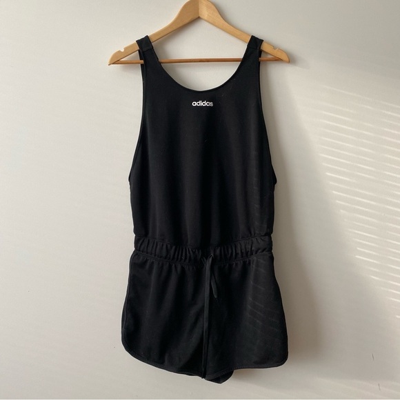 Adidas AAA Performance Scoop Neck Tank Romper Jumpsuit Black Size Medium - Picture 2 of 16